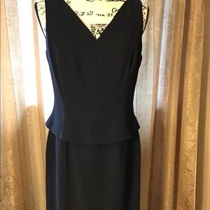 Classic Black Dress, Sleeveless V-neck Middi Dress